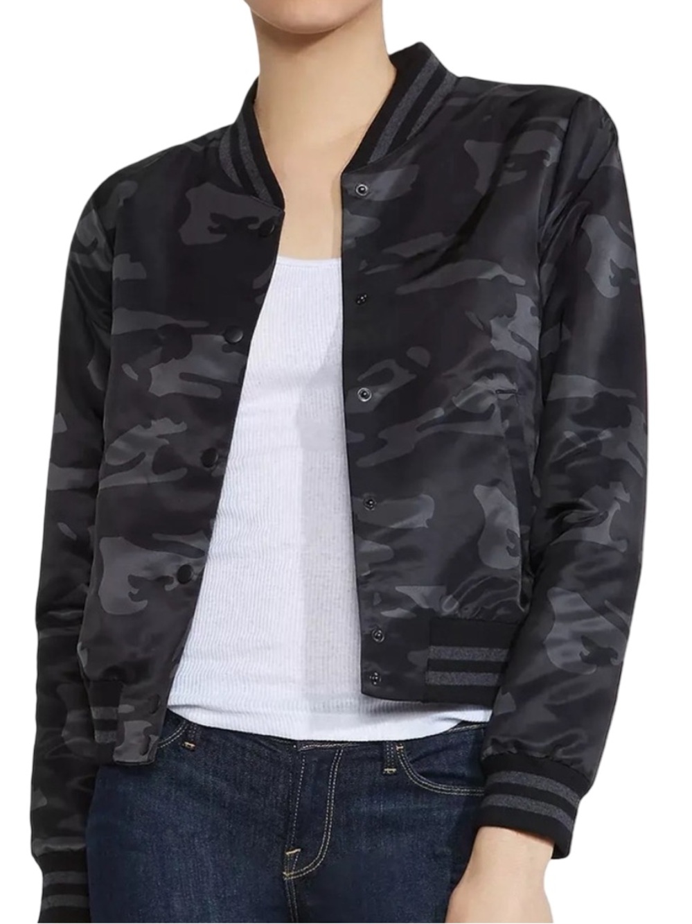 Bailey 44 Bridge Agent Dark Tonal
 Black & Charcoal Camo Bomber Jacket